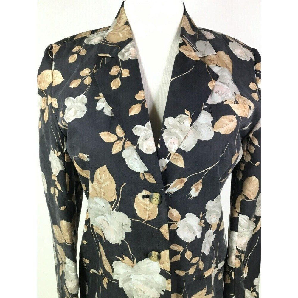 VTG Anna and Frank Womens Silk Floral Blazer Jacket Size S White Roses NEW - Picture 2 of 8